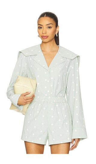 Caspian Shirt in Light Green Embroided Dots | Revolve Clothing (Global)