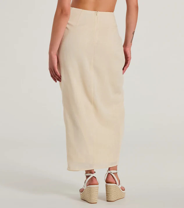 Summer Chic High-Rise Wrap-Slit Midi Skirt | Windsor Stores