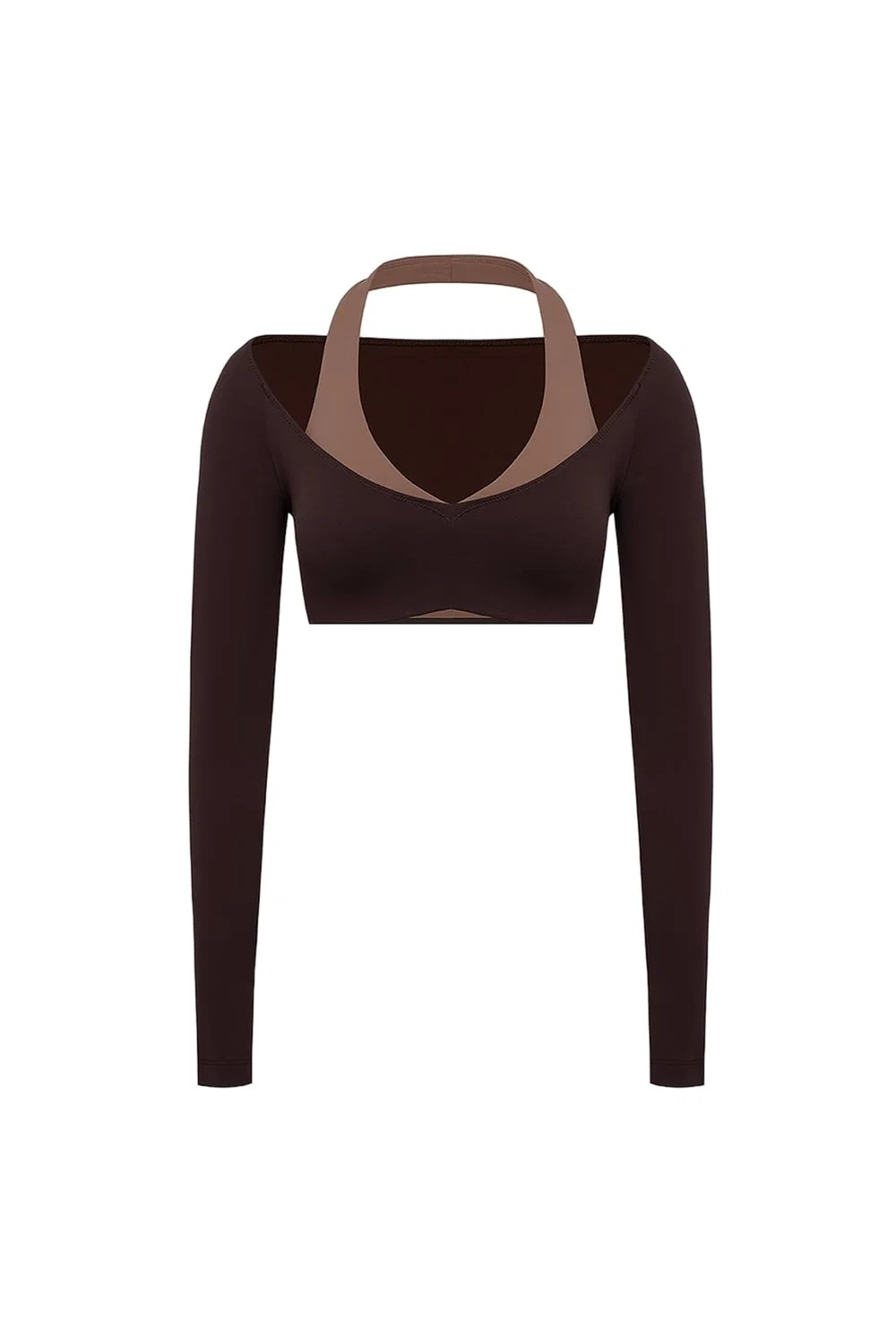 Colorblock One-Piece Long Sleeve Crop Top | WISKIIACTIVE