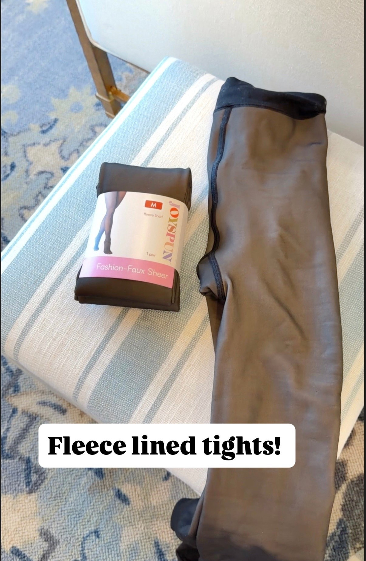 $11 Fleece lined tights ✨ they look like tights but feel like cozy leggings 👌🏻 I wore these in last months Walmart holiday haul reel and sized up for extra comfort  