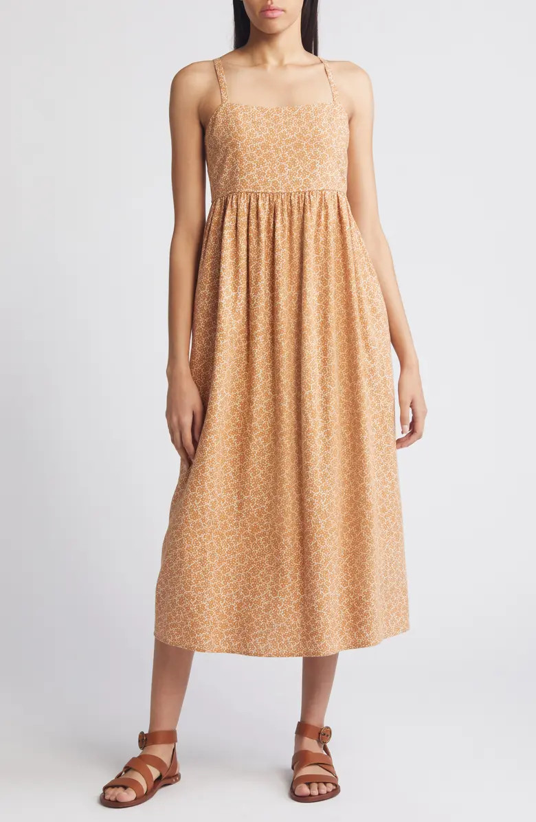 Treasure & Bond Floral Linen Blend Midi Sundress | Nordstrom | Nordstrom