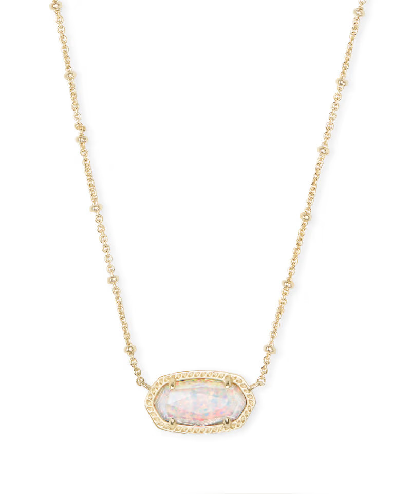 Elisa Gold Satellite Pendant Necklace in White Kyocera Opal Illusion | Kendra Scott
