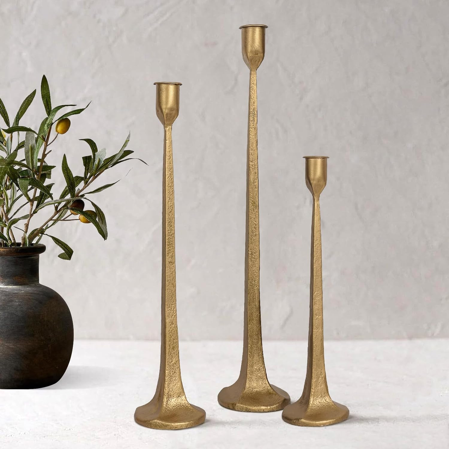 Iron Taper Candle Holder Set of 3 - Decorative Tall Candle Stand | Amazon (US)