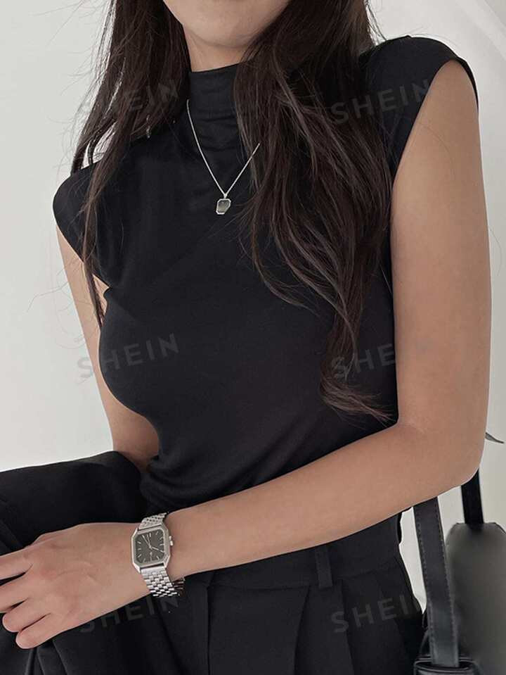 DAZY Solid Mock Neck Tank Top | SHEIN