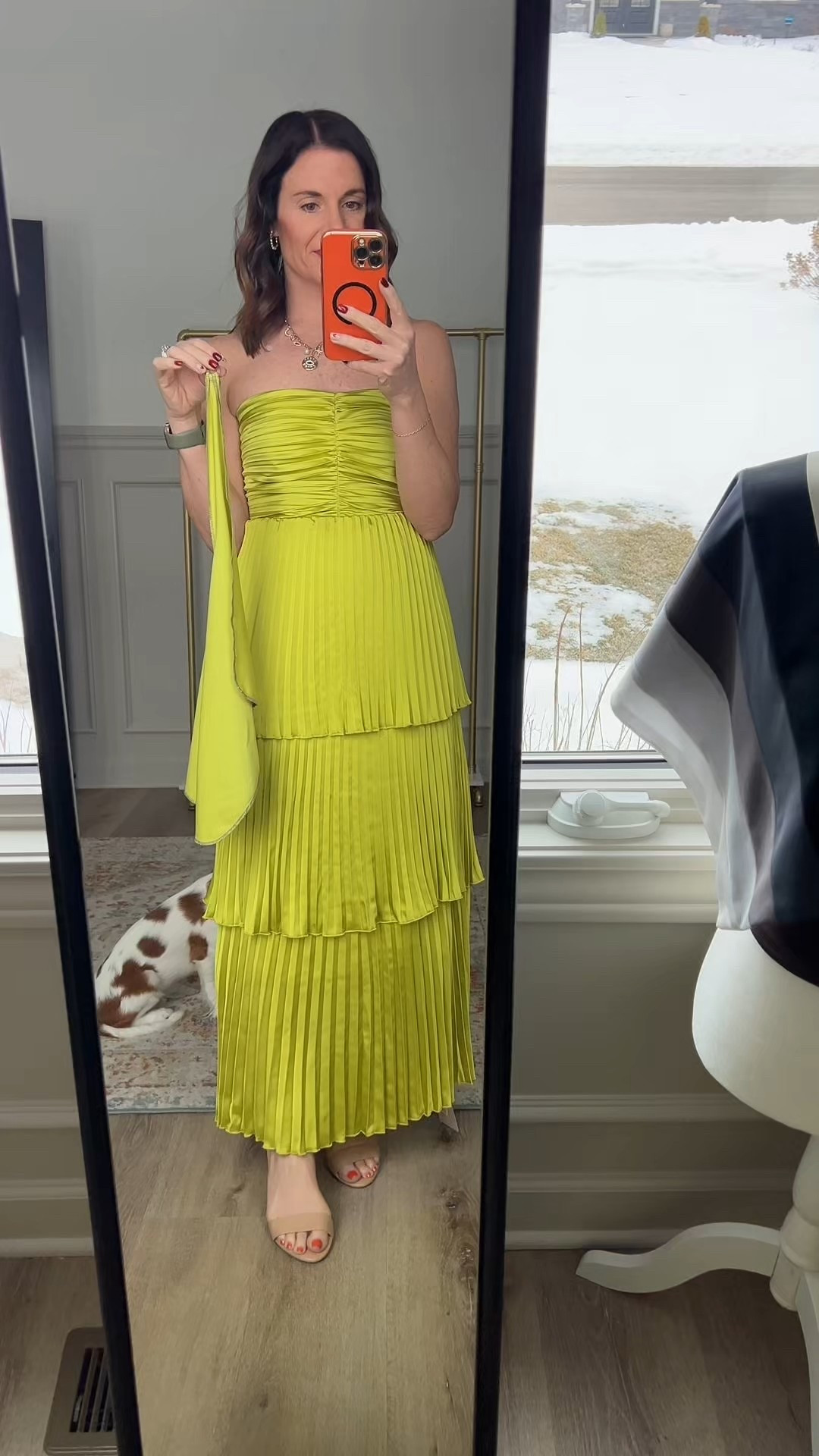 Dress: XS Petite 
Color: Lime Green 
Season: Autumn 

#LTKWedding #LTKOver40 #LTKPetite