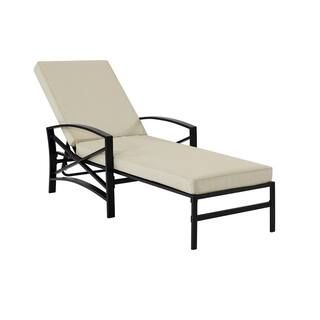 CROSLEY FURNITURE Kaplan White Metal Outdoor Chaise Lounge with Navy Cushion(4)$267.91 | The Home Depot