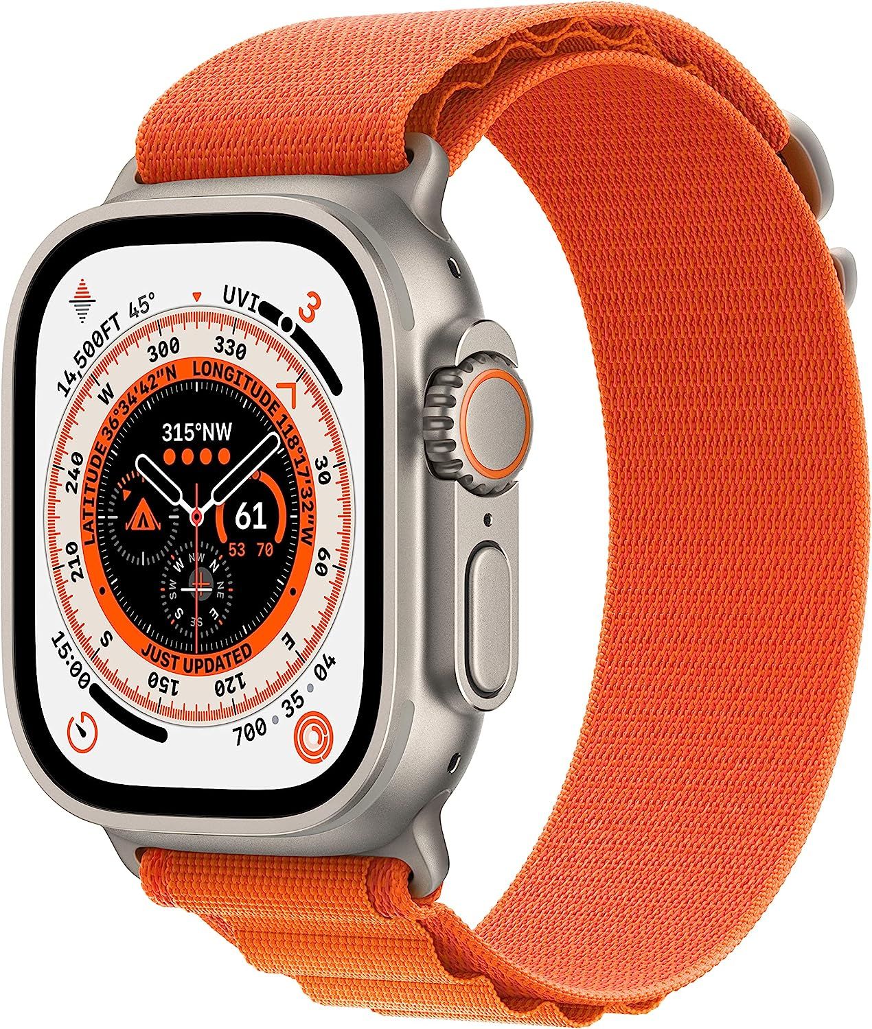 Apple Watch Ultra [GPS + Cellular 49mm] Smart Watch w/Rugged Titanium Case & Orange Alpine Loop M... | Amazon (US)