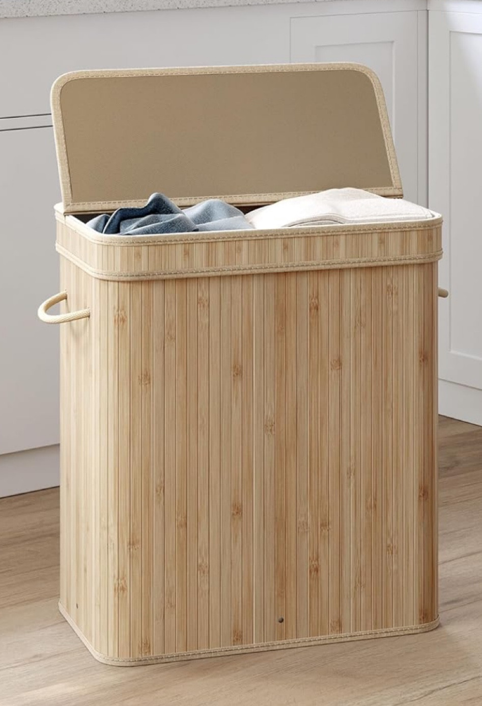 Bamboo laundry hamper under $30 from Amazon! 

#LTKFindsUnder50 #LTKHome #LTKStyleTip