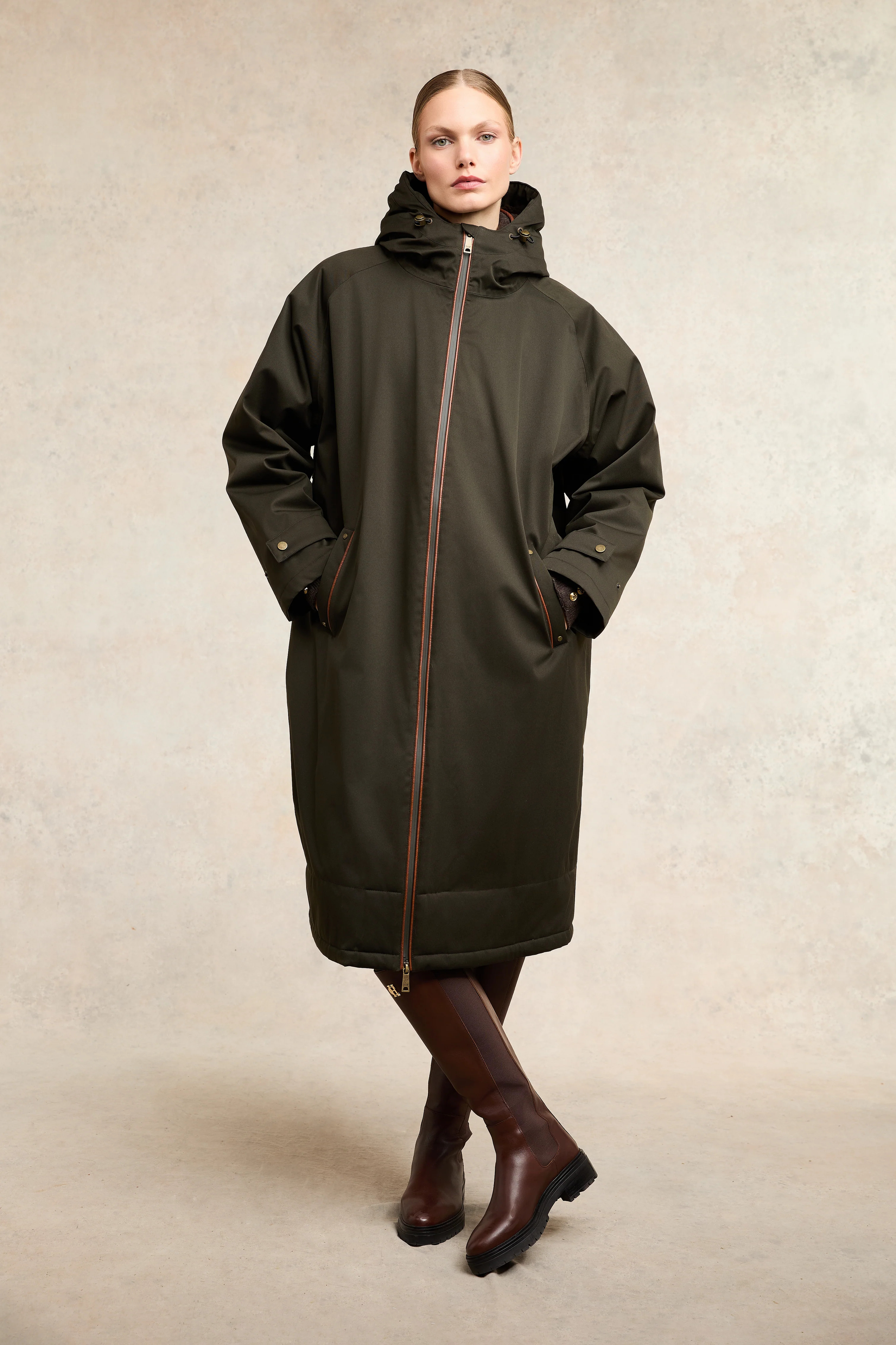 One-Size Waterproof Coat (Khaki) | Holland Cooper