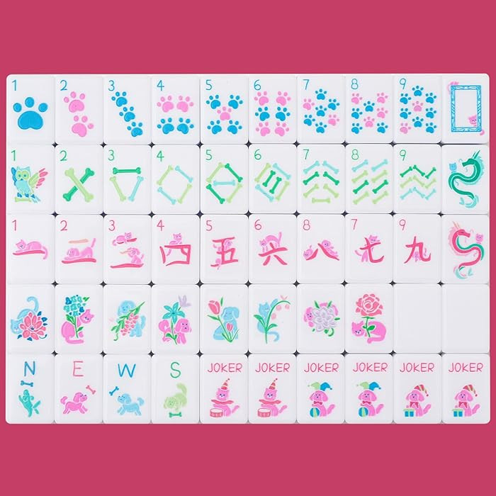 Dogs and Cats Themed Mahjong Tile Set - American Mahjong Travel Set with 160 Acrylic engraved Til... | Amazon (US)