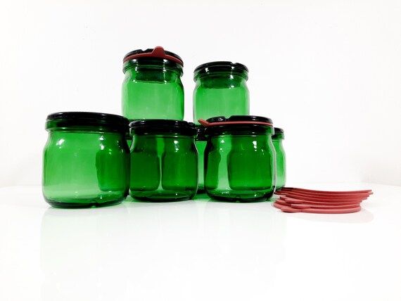 Emerald Green Glass Jar with Lid Vintage Bulach, Canning Jar Glass Green Canister for Kitchen Sto... | Etsy (US)