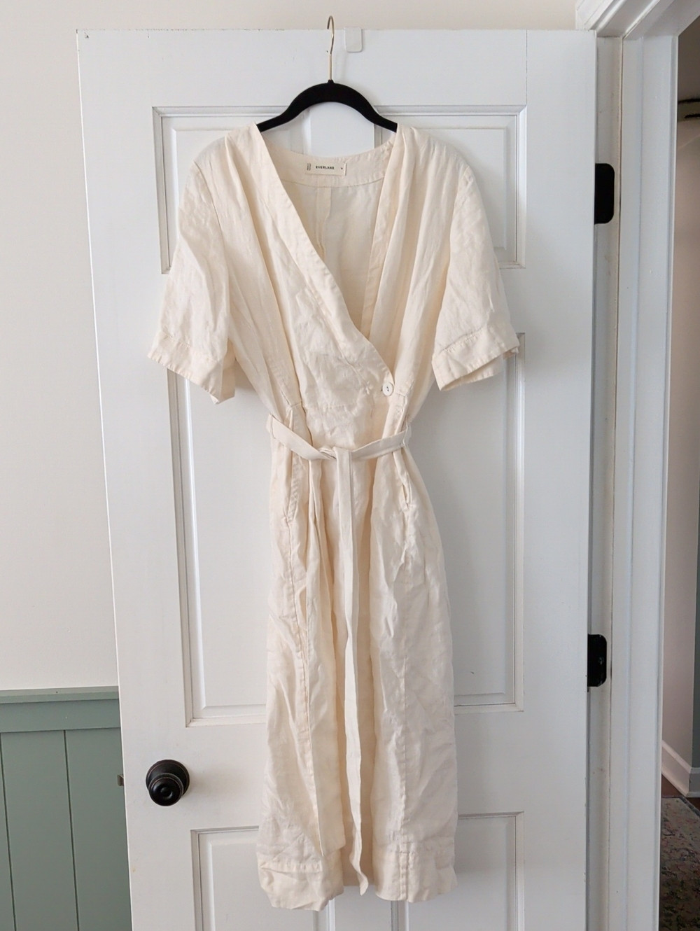 Everlane Linen Wrap Dress in Light Cream | Poshmark