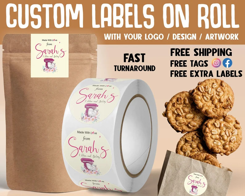 Custom Printed Logo Label Stickers on Roll for Your Product Packaging. High Quality, Waterproof. ... | Etsy (US)