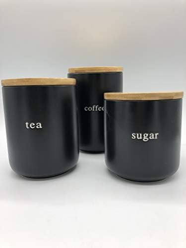 Signature Housewares Expressions Set of Three Canisters with Lids, Assorted Sizes, (Black) | Amazon (US)