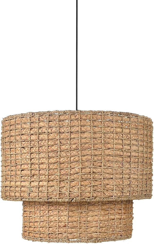 Arturesthome Rustic Pendant Light Fixture, Woven Rattan Lampshade Coastal Hanging Lighting, Adjus... | Amazon (US)