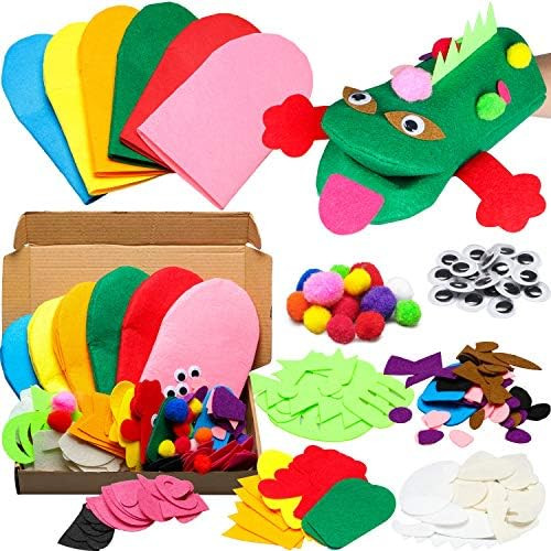 WATINC 6Pcs Hand Puppet Making Kit for Kids Art Craft Felt Sock Puppet Creative DIY Make Your Own... | Amazon (US)