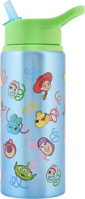 Disney Polar Gear Toy Story Aluminium Water Bottle with Straw, Blue, 600ml, Featuring Woody, Jessie, Buzz Lightyear Characters | Amazon (UK)