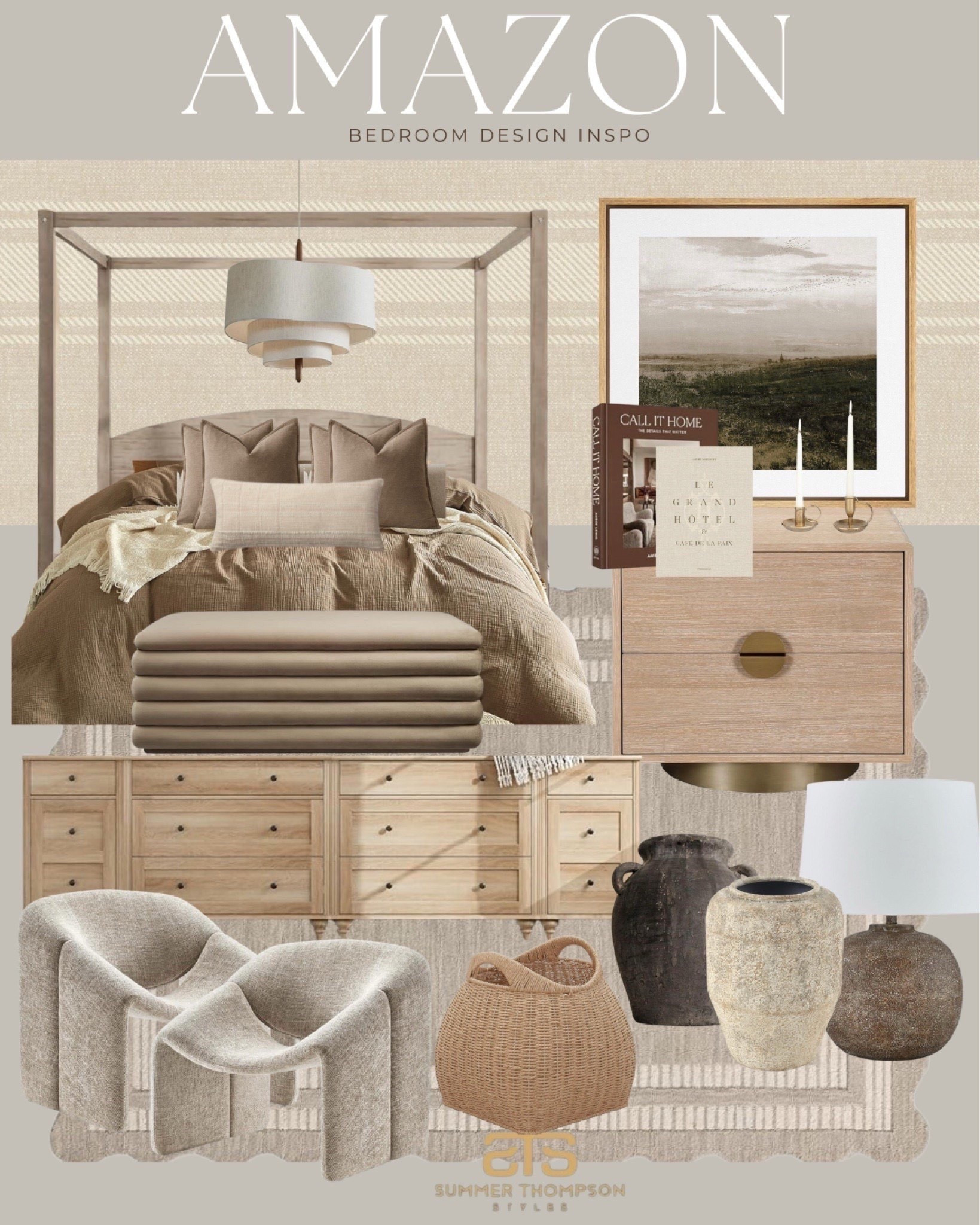 Elevated neutrals for the perfect cozy bedroom. Warm wood tones, soft textures, and sculptural decor make this Amazon design both modern and inviting. Shop all the pieces to create your dream space!🤎

#NeutralHome #BedroomInspo #AmazonFinds #CozyMinimalist #ModernDecor #ScandinavianDesign #WarmTones #InteriorStyling #DreamBedroom #HomeAesthetic
#summerthompsonstyles

#LTKHome