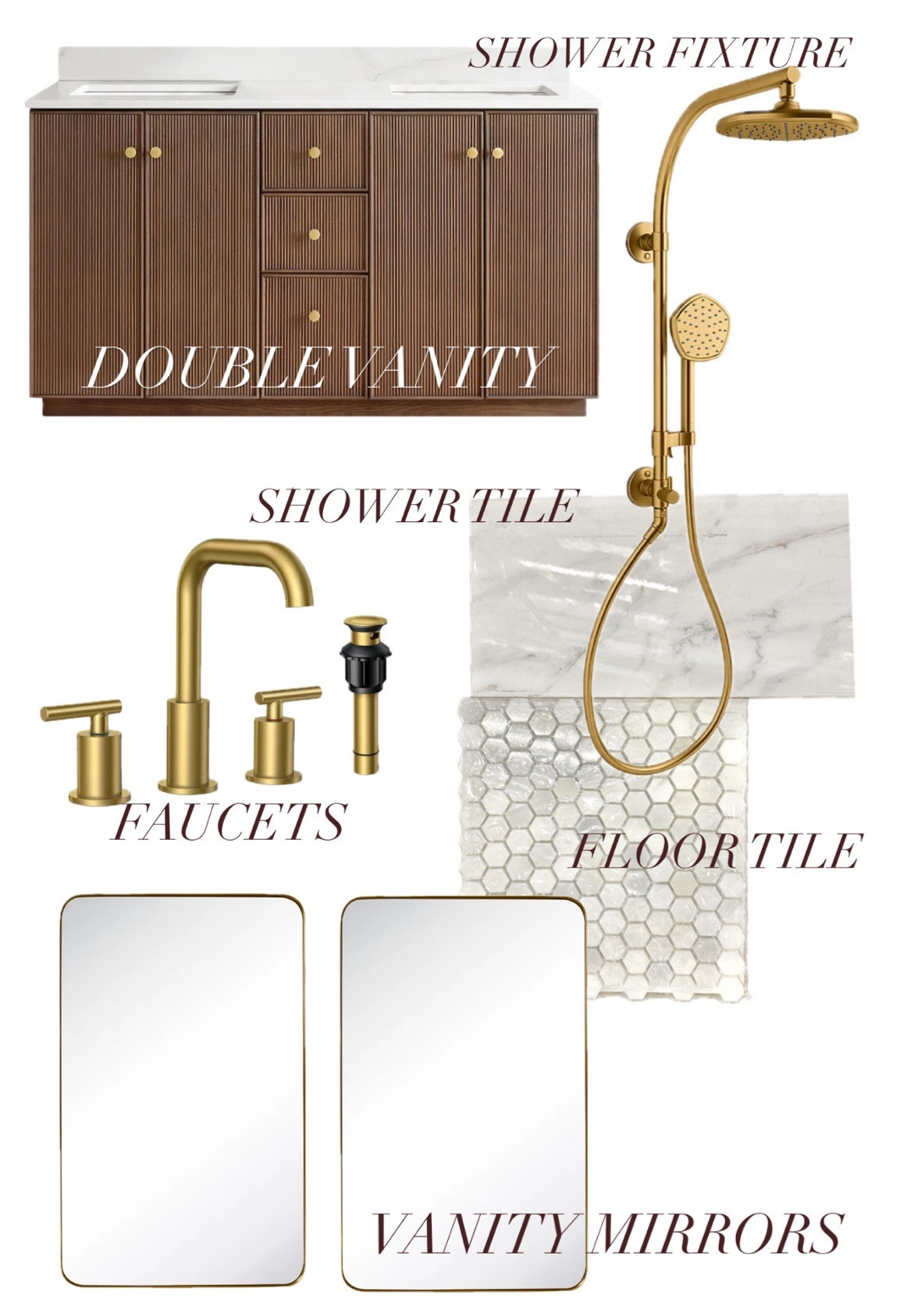 I linked everything in my bathroom except the exact shower head-but this one is similar. The vanity has power outlets inside to plug in hot tools and comes in a lighter color

#LTKhome