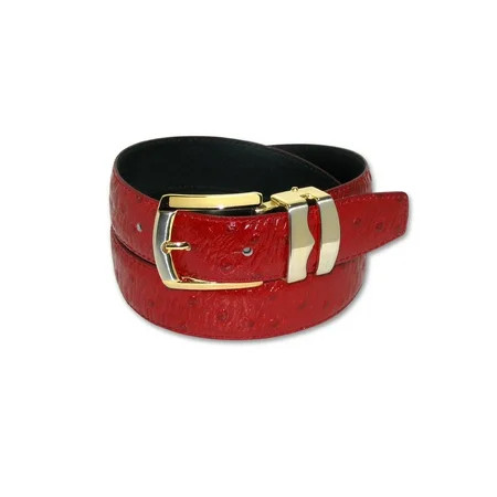 OSTRICH Pattern RED Color BONDED Leather Men s Belt Gold-Tone Buckle size 36 | Walmart (US)