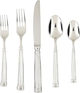 Fortessa Doria 18/10 Stainless Steel Flatware, 5 Piece Place Setting, Service for 1 | Amazon (US)