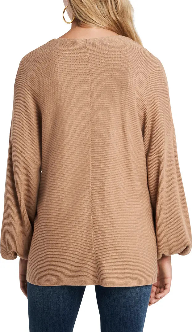 Ribbed Balloon Sleeve Cotton Blend Sweater | Nordstrom