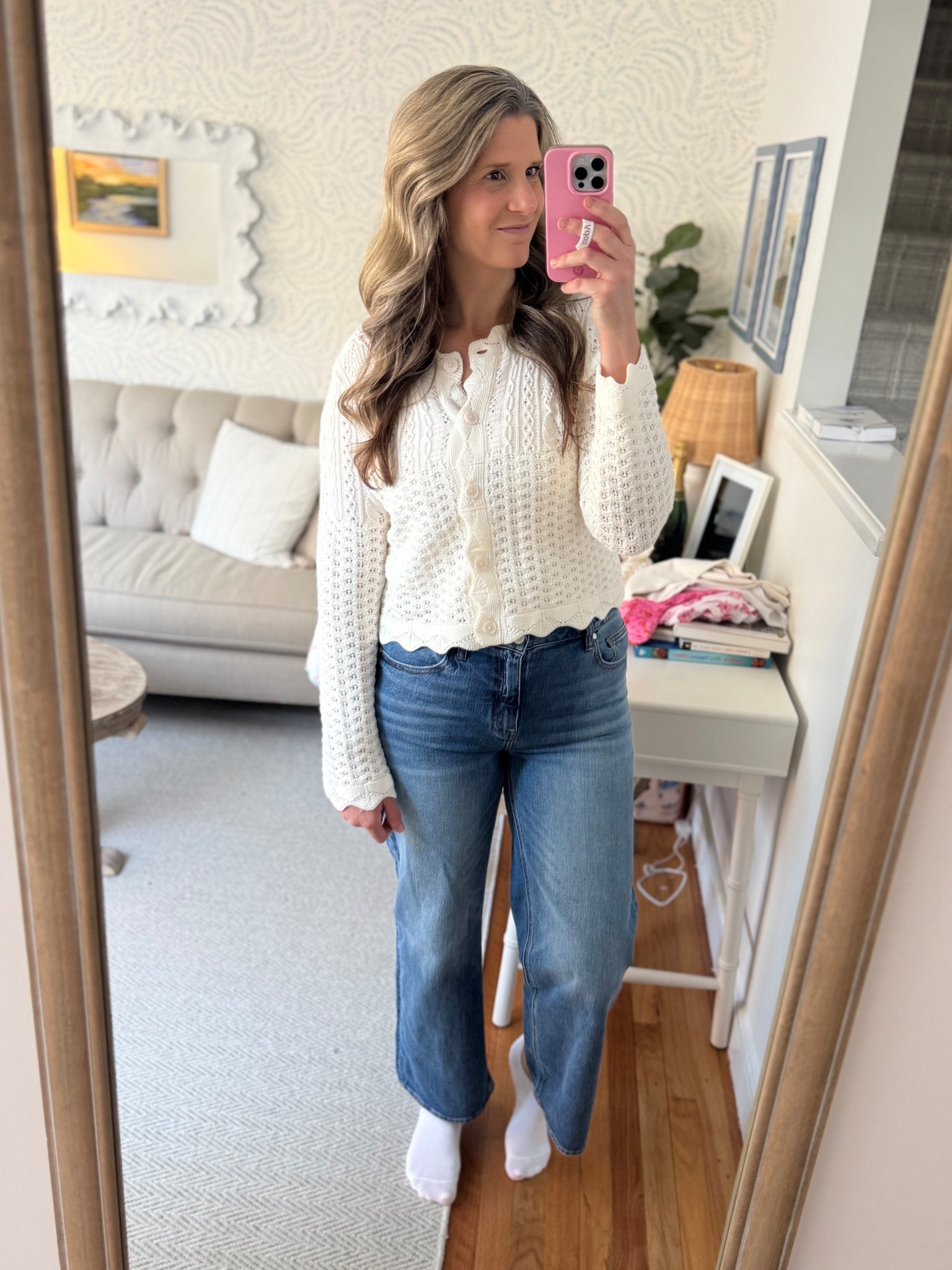 first time wearing real jeans post ￼ partum and I loveeee how much stretch these have! So comfortable and only $50

#LTKmomlife
