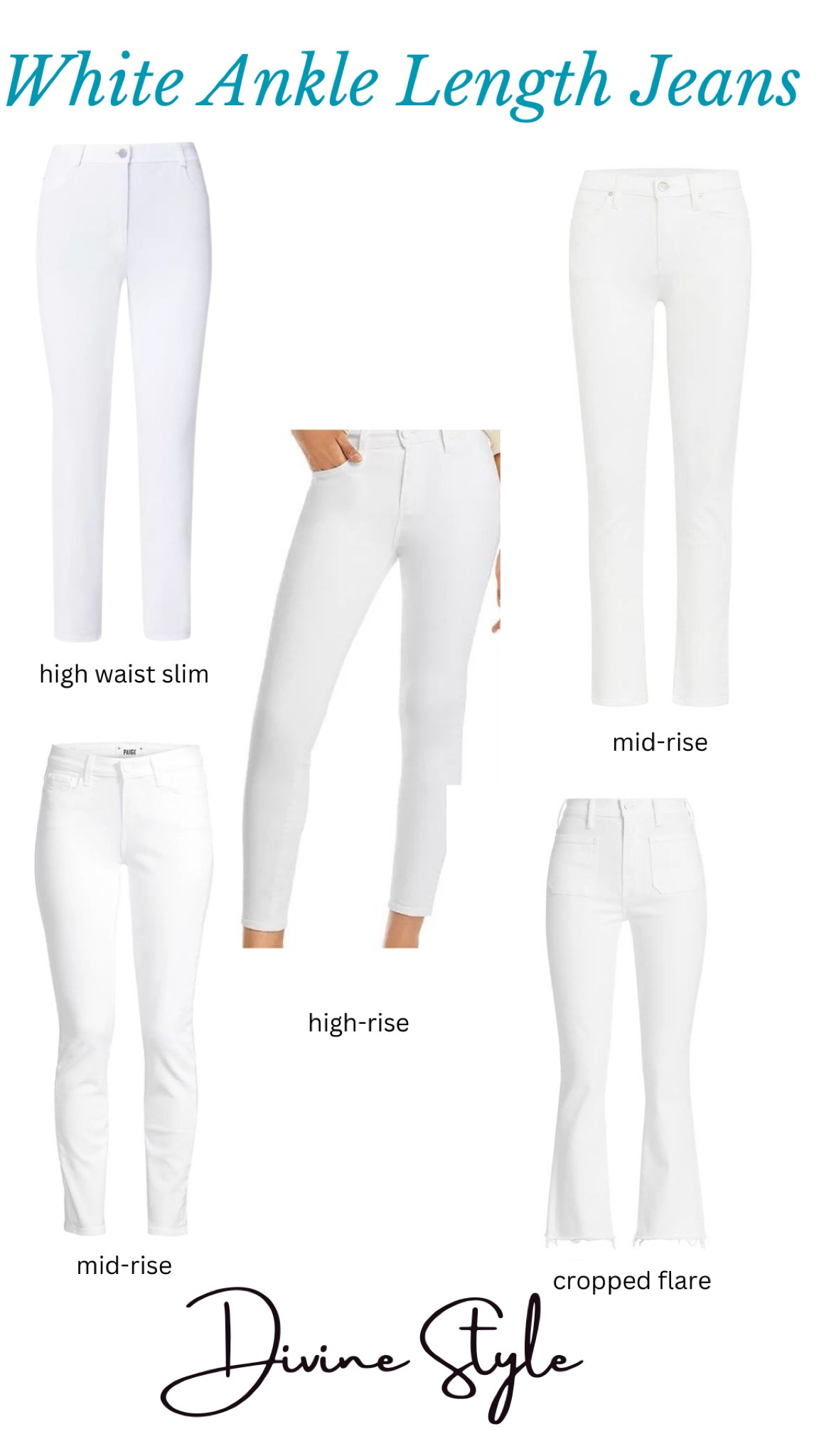 White ankle length jeans…a classic denim style every Roman should have in her closet. From skinny to flare, shop our favorites. 🤍