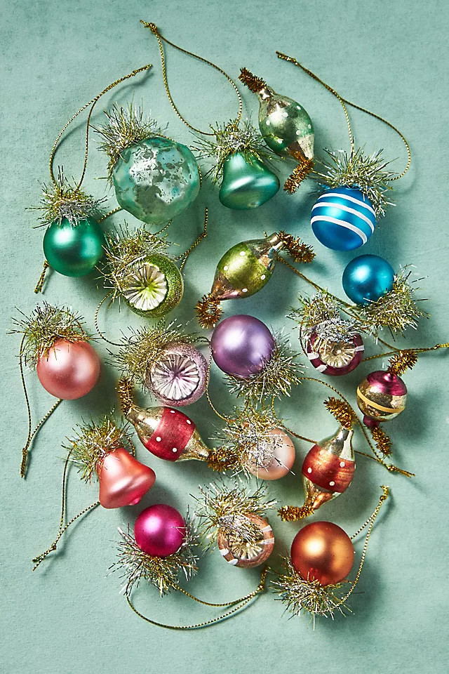 Mini Vintage Glass Ornaments, Set of 20 | Anthropologie (US)