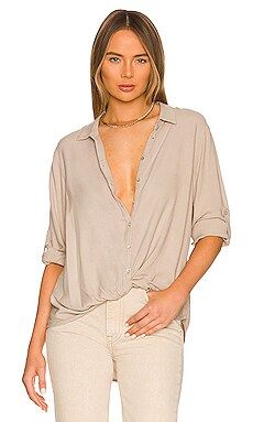 Bobi Button Up Tee in Tan from Revolve.com | Revolve Clothing (Global)