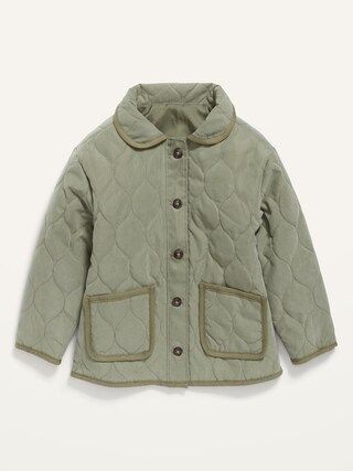 Water-Resistant Button-Front Quilted Jacket for Toddler Girls | Old Navy (US)