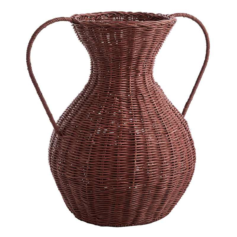 Brown Rattan Vase with Handles, 15" | At Home