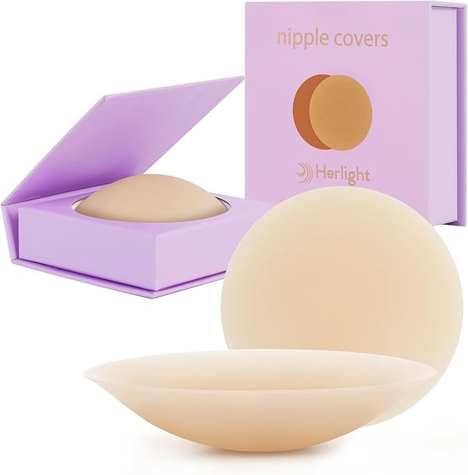 Nipple Covers for Women – Reusable Sticky Silicone Nipple Covers, Seamless Invisible Washable D... | Amazon (US)