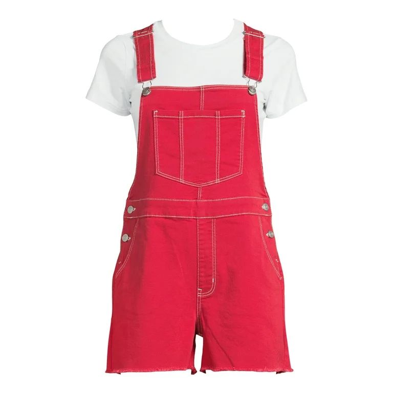 No Boundaries Juniors Relaxed Boyfriend Shortalls, 3.5" Inseam, Sizes XS-XXXL | Walmart (US)