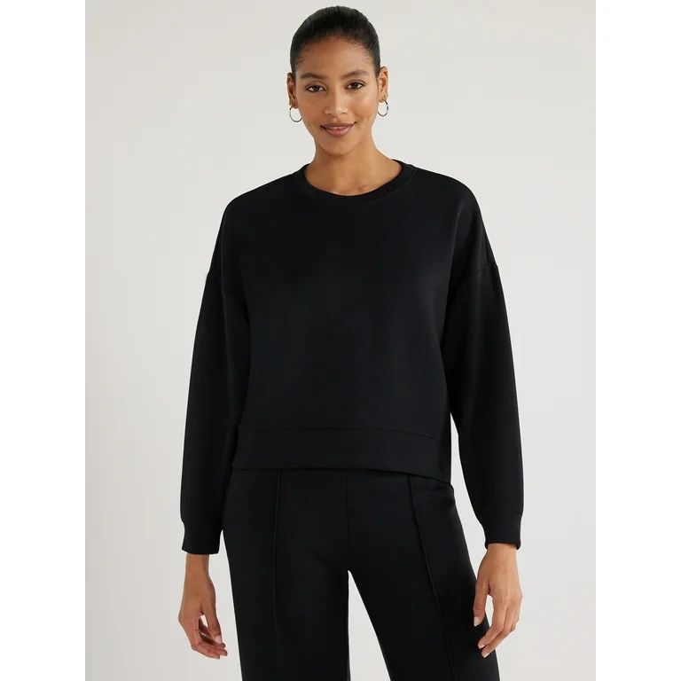Scoop Women's Ultimate ScubaKnit Cropped Sweatshirt with Drop Sleeves, Size XS-XXL - Walmart.com | Walmart (US)