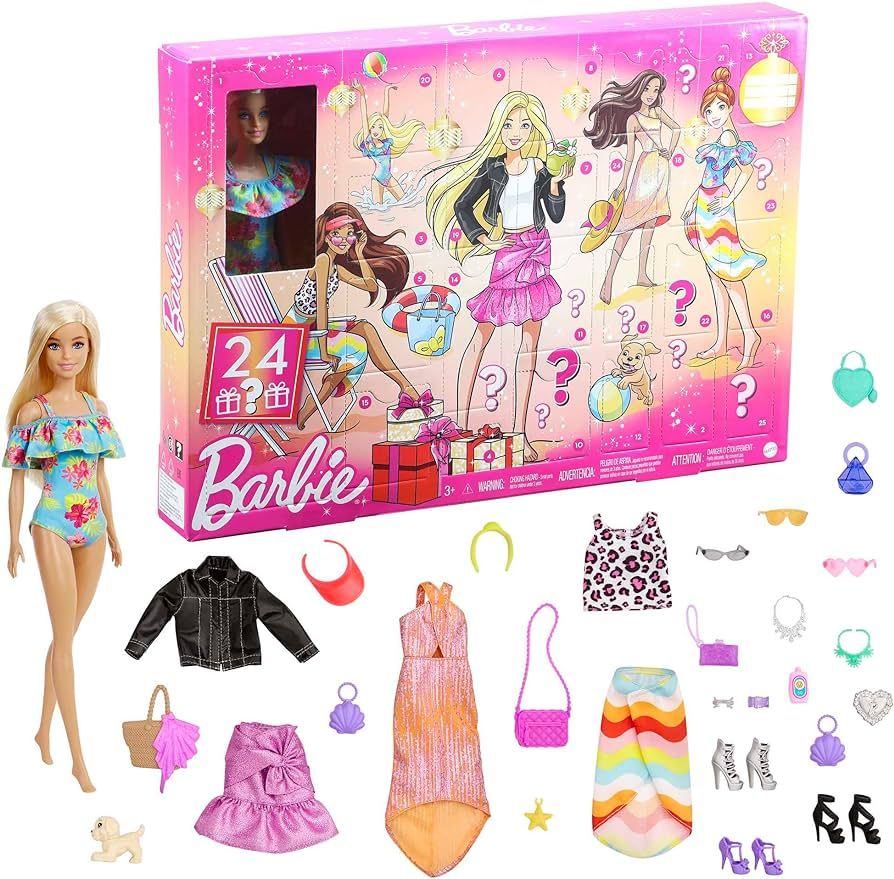 Barbie Advent Calendar with Barbie Doll (12-in), 24 Surprises Including Day-to-Night Trendy Cloth... | Amazon (US)