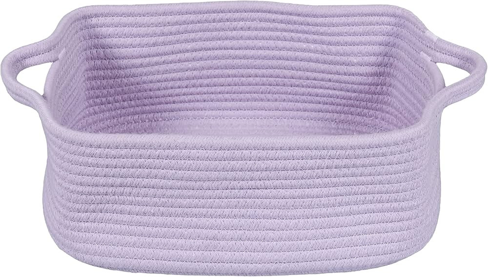 XUANGUO Woven Cotton Rope Storage Basket with Handles for Organizing Shelves Closet Small Cat Dog... | Amazon (US)