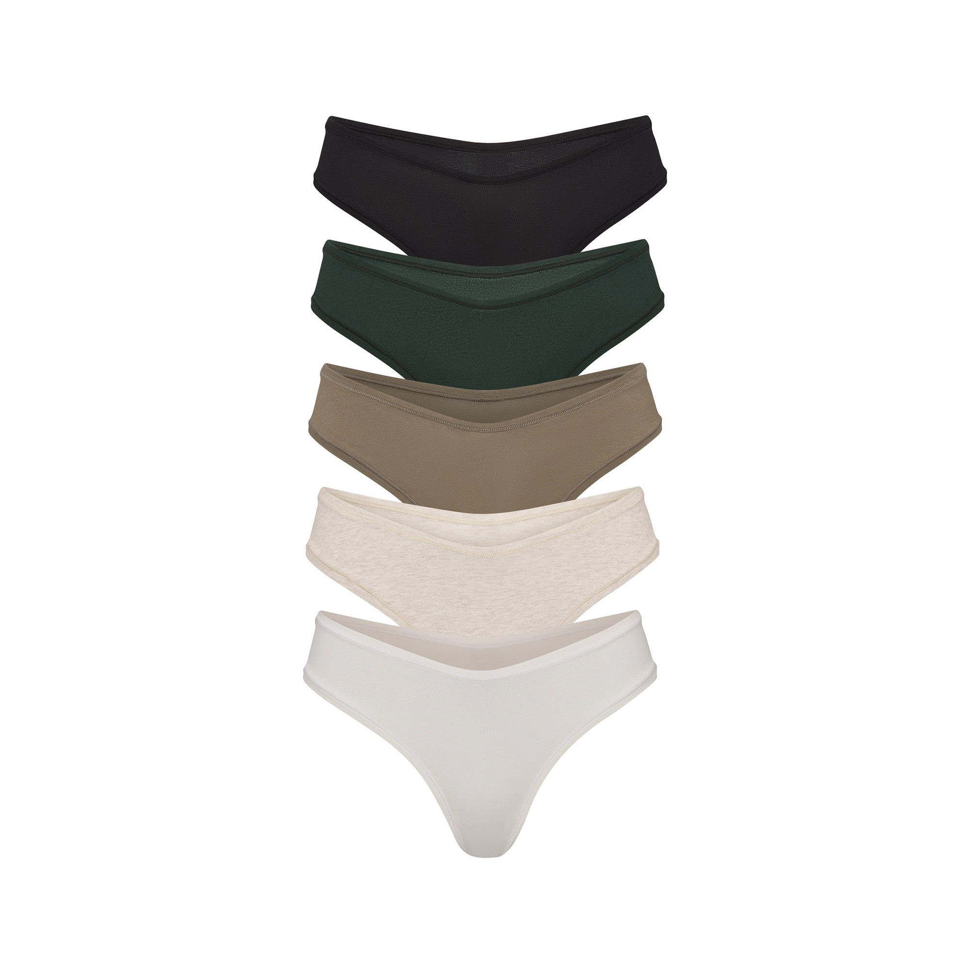 COTTON JERSEY DIPPED THONG 5-PACK | OATMEAL MULTI | SKIMS (US)