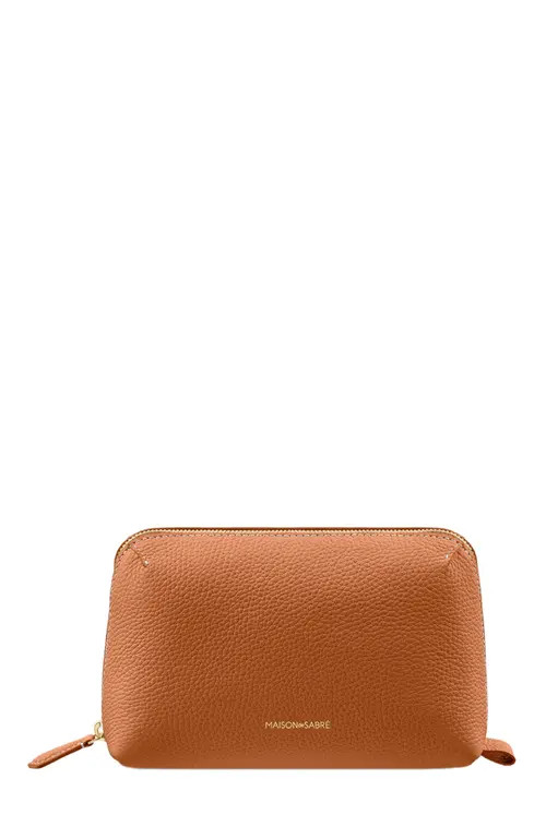 MAISON de SABRÉ Leather Tech Pouch in Pecan Brown at Nordstrom | Nordstrom
