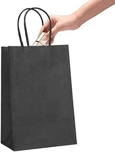 GSSUSA 100Pcs Black Paper Bags, 5.25x3.75x8" Small Gift Bags, Paper Bags with Handles Bulk, Bags for | Amazon (US)