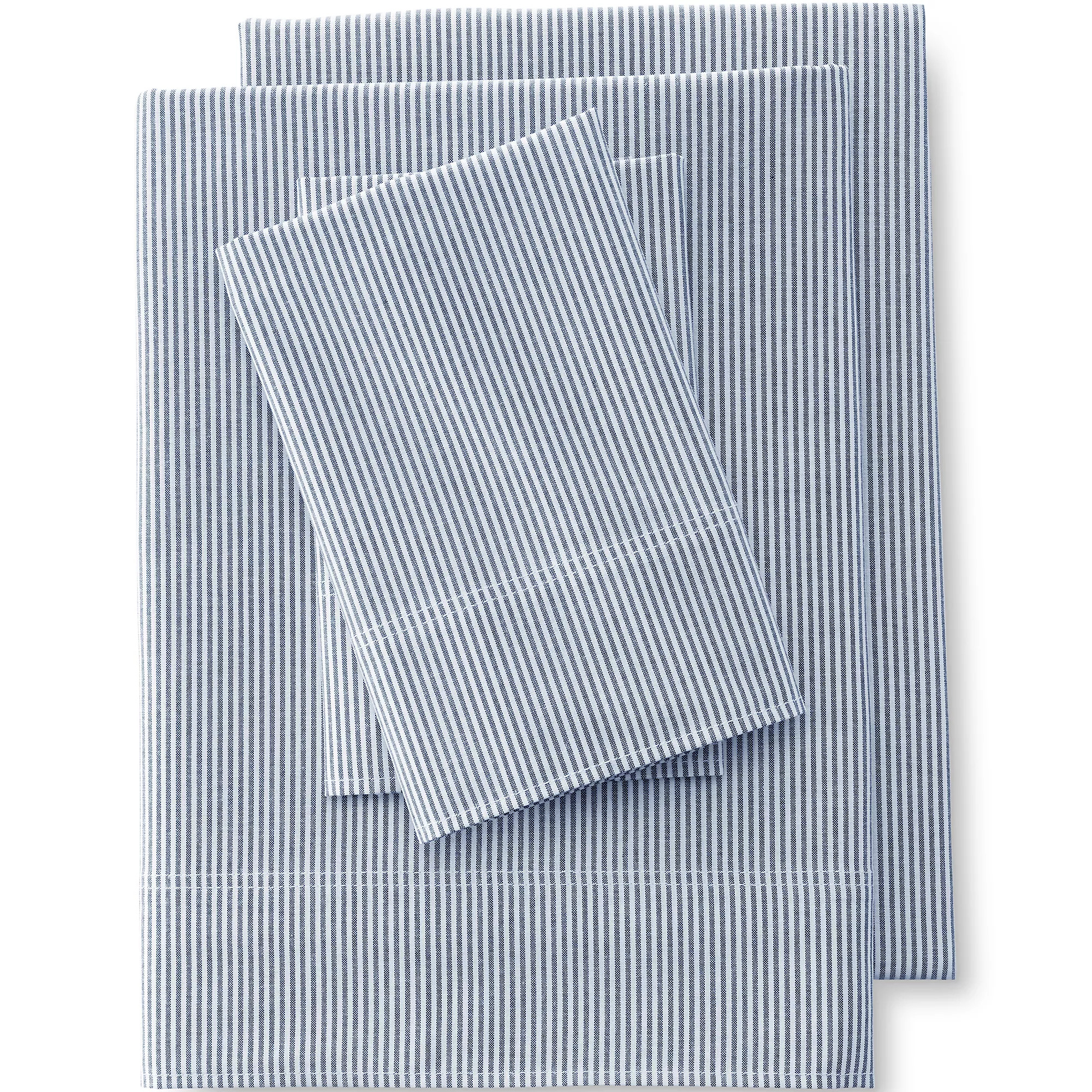 Cotton Oxford Stripe Bed Sheet Set | Lands' End (US)