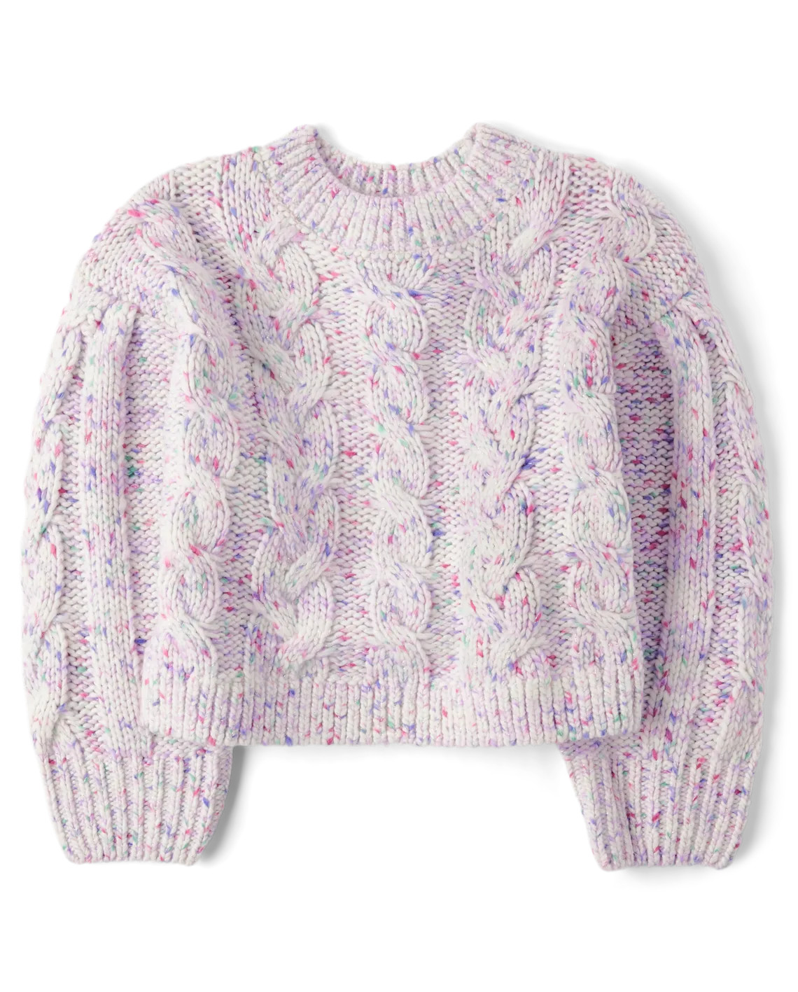 Girls Rainbow Cable Knit Cropped Sweater - pink | The Children's Place
