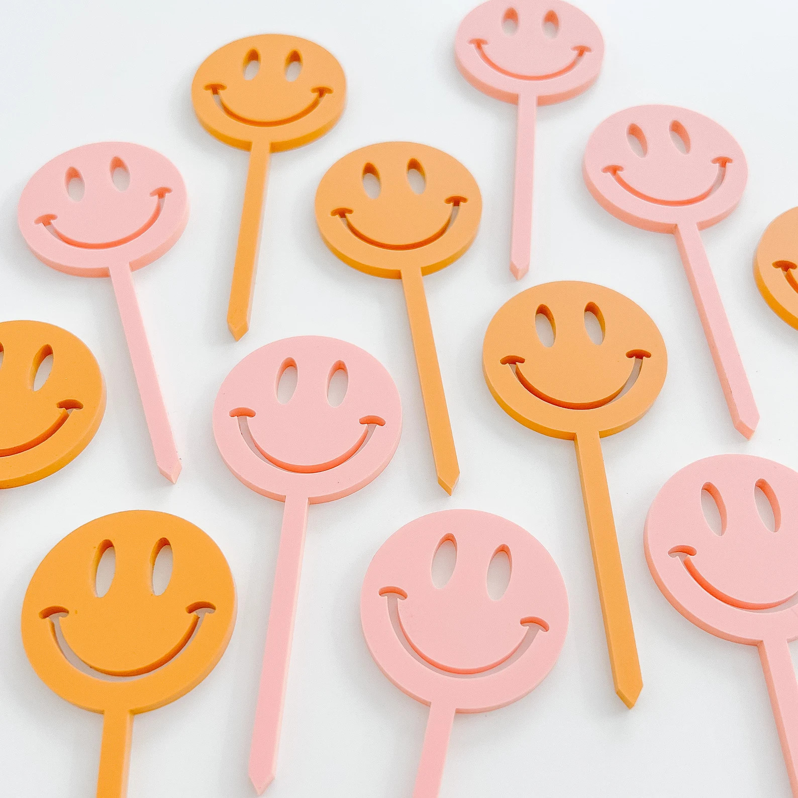 Smiley Face Cupcake Toppers Retro Cupcake Toppers Emoji - Etsy | Etsy (US)