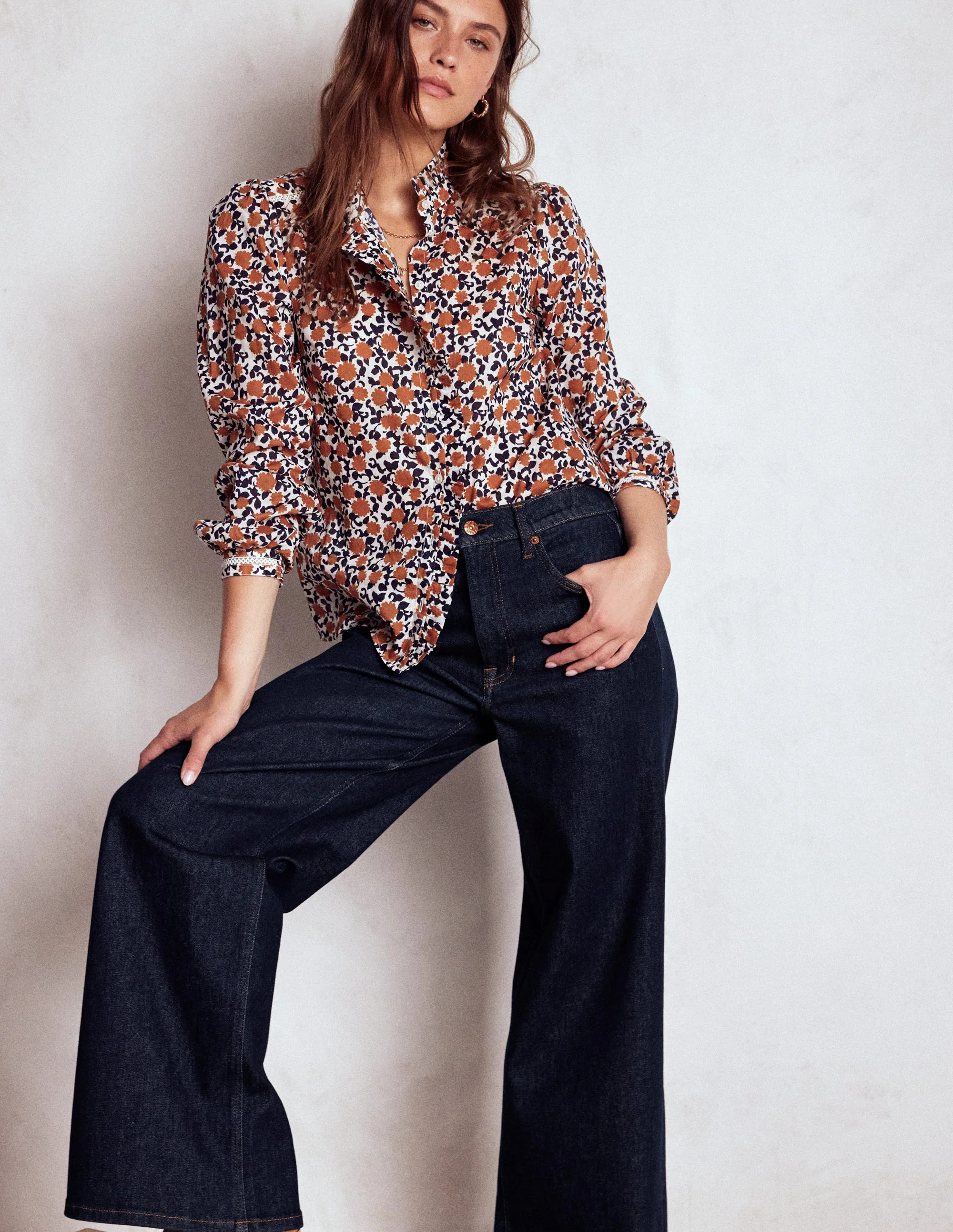 High Rise Wide Leg Jeans-Indigo Rinse | Boden UK