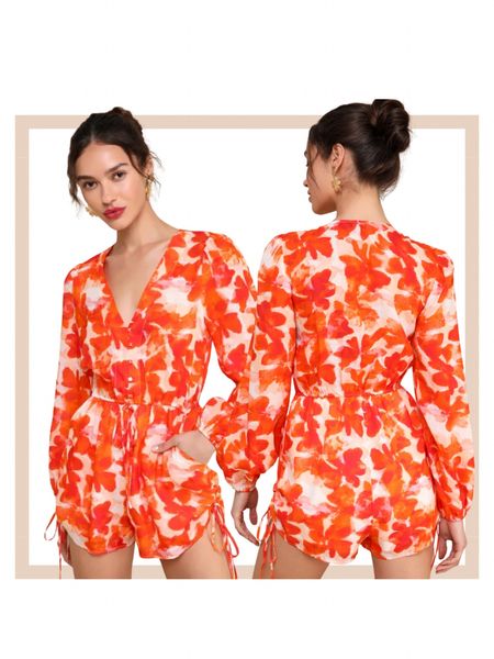 Orange floral linen drawstring spring summer romperr

#LTKstyletip #LTKparties #LTKfindsunder100