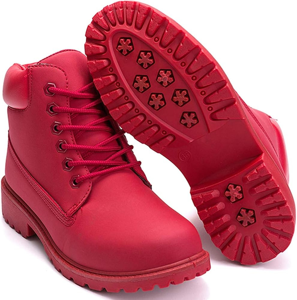 Waterproof Ankle Boots for Women Low Heel Lace Up Work Combat Boots | Amazon (US)