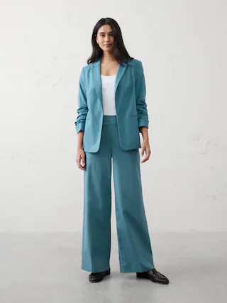 Wide-Leg High-Rise Linen-Blend Pant | Banana Republic Factory