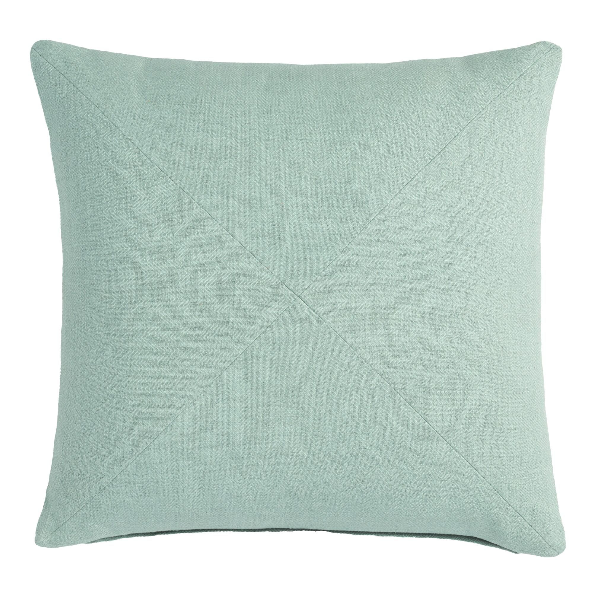 Jadeite Herringbone Cotton Throw Pillow: Gray - 20" Square by World Market | World Market