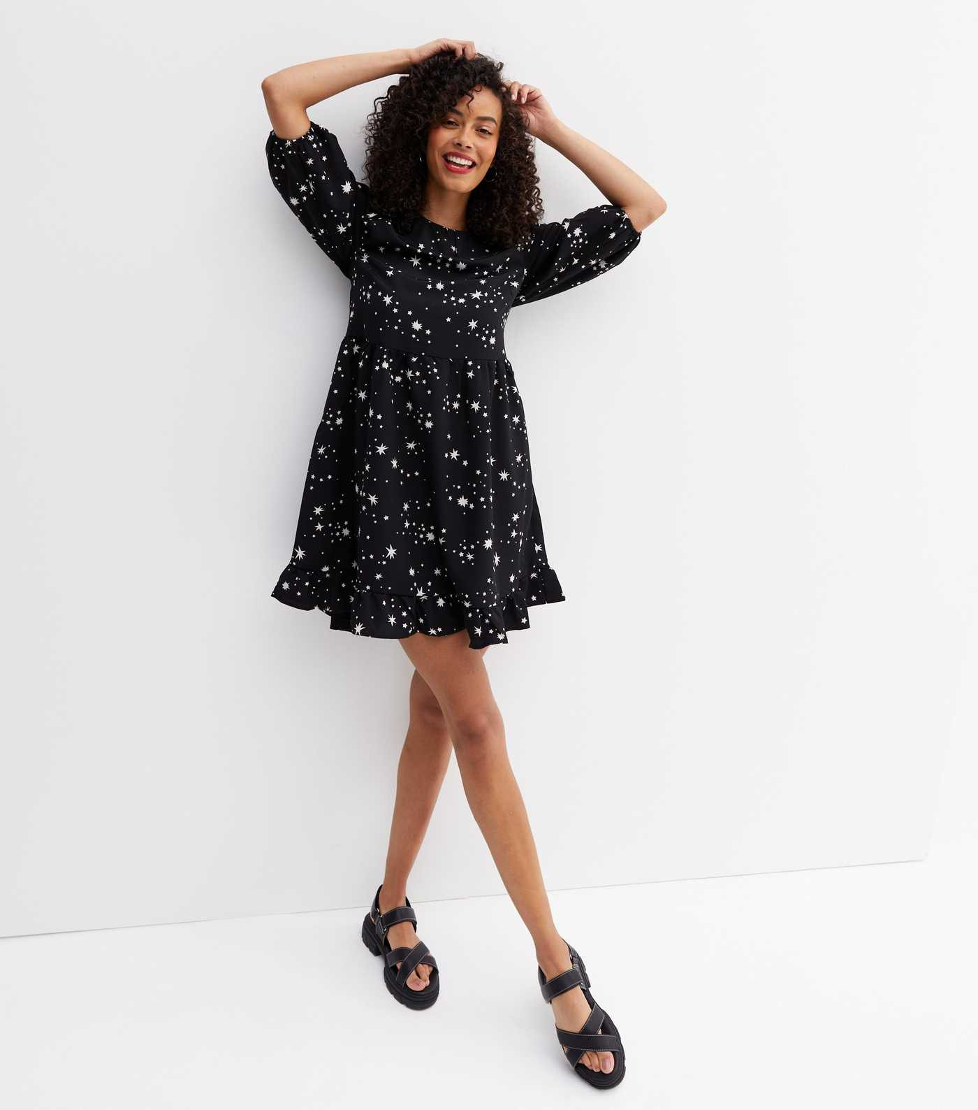 Tall Black Star Frill Collar Mini Smock Dress
						
						Add to Saved Items
						Remove from S... | New Look (UK)