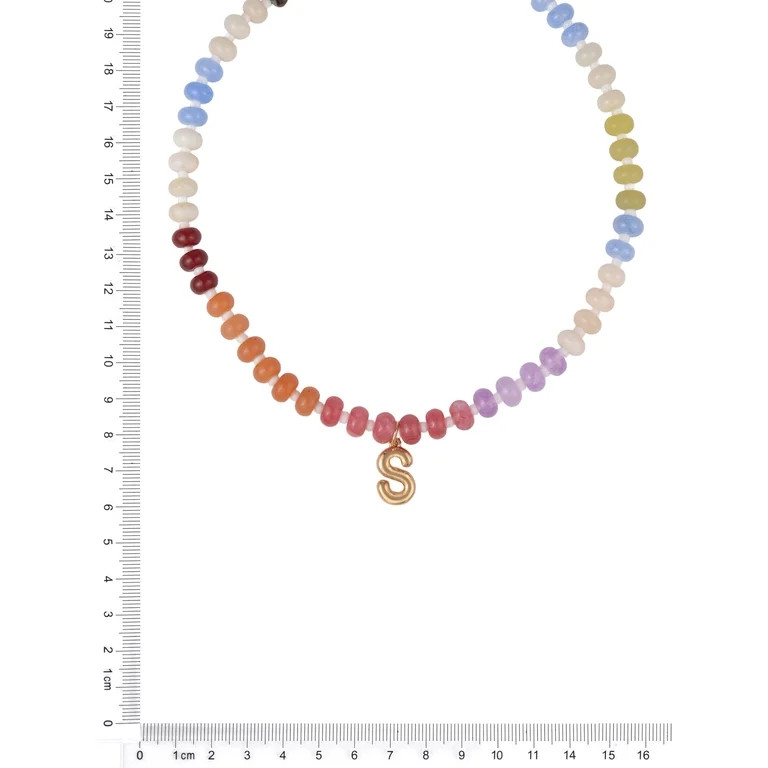 Time and Tru Goldtone Multicolored Bead Initial "S" Necklace | Walmart (US)